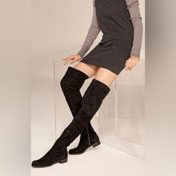 #400 STUART WEIZTMAN black thigh high boots - Picture 1 of 10